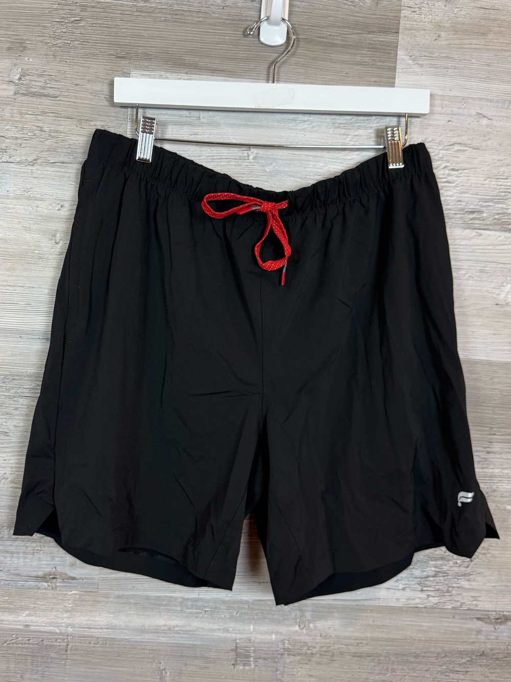 Fabletics Men’s Black Athletic Shorts with Red Drawstring